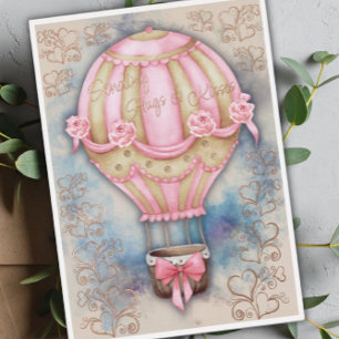 Valentijnsdag met Oude Luchtballon Folie Feestdagenkaart