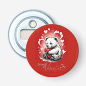 Valentijnsdag met rijke teddybeer button flesopener (Voorkant)