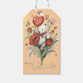 Valentijnsdag met rijke teddybeer cadeaulabel