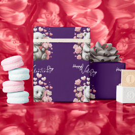 Valentijnsdag met rijke teddybeer cadeaupapier