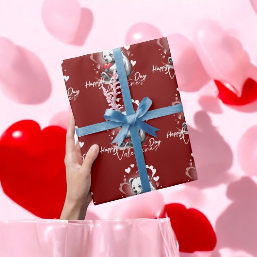 Valentijnsdag met rijke teddybeer cadeaupapier