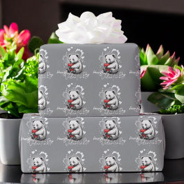 Valentijnsdag met rijke teddybeer cadeaupapier