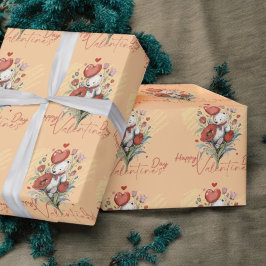 Valentijnsdag met rijke teddybeer cadeaupapier