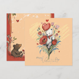 Valentijnsdag met rijke teddybeer feestdagenkaart