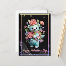 Valentijnsdag met rijke teddybeer feestdagenkaart