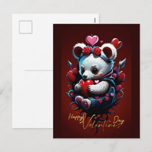 Valentijnsdag met rijke teddybeer feestdagenkaart