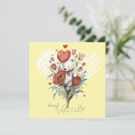 Valentijnsdag met rijke teddybeer feestdagenkaart