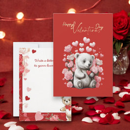 Valentijnsdag met rijke teddybeer feestdagenkaart