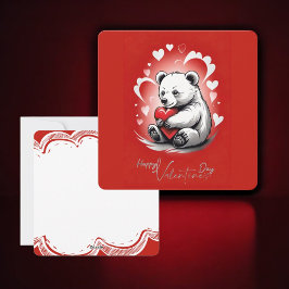 Valentijnsdag met rijke teddybeer feestdagenkaart