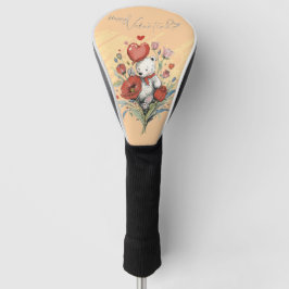 Valentijnsdag met rijke teddybeer golfheadcover