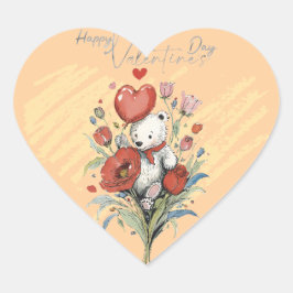 Valentijnsdag met rijke teddybeer hart sticker
