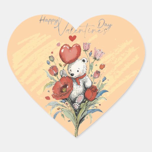 Valentijnsdag met rijke teddybeer hart sticker (Voorkant)