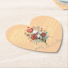 Valentijnsdag met rijke teddybeer kartonnen onderzetters