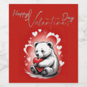 Valentijnsdag met rijke teddybeer wijn etiket (Enkel label)