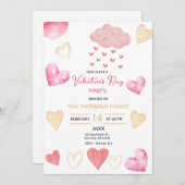 Valentijnsdag met rode en gouden harten kaart (Voorkant / Achterkant)