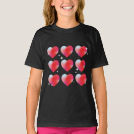 Valentijnsdag met rode gloeiende harten t-shirt