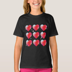 Valentijnsdag met rode gloeiende harten t-shirt