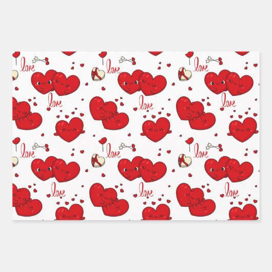 Valentijnsdag met rode harten inpakpapier vel (Voorkant 2)
