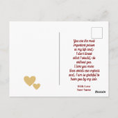 Valentijnsdag met rode initiaal en gouden hart briefkaart (Achterkant)