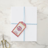 Valentijnsdag met rode initiaal en gouden hart cadeaulabel (Met Touw)