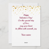 Valentijnsdag met rode initiaal en gouden hart feestdagenkaart (Achterkant)