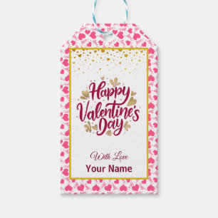Valentijnsdag Met Rode Initiaal en Gouden Hart Gi Cadeaulabel