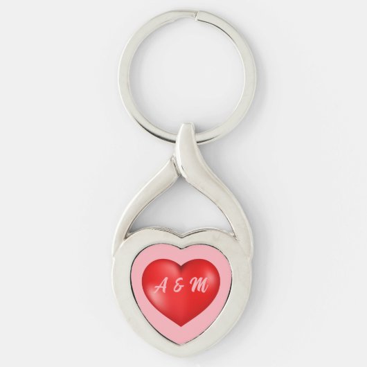 Valentijnsdag met rood hart op maat sleutelhanger (Voorkant)