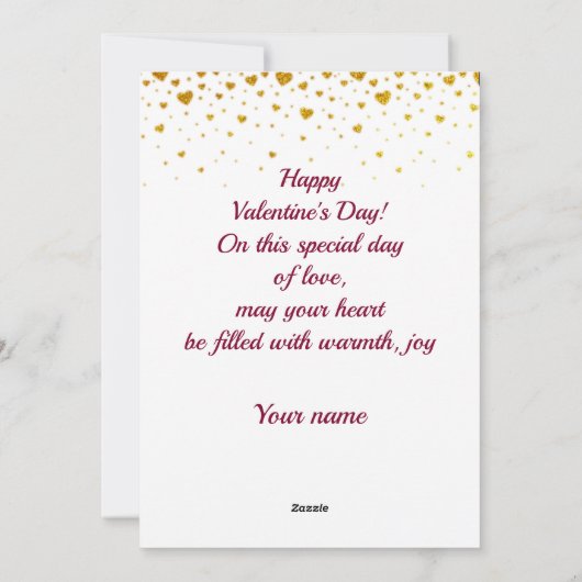 Valentijnsdag met rood Initiaal en gouden hart Feestdagenkaart (Achterkant)