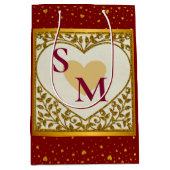 Valentijnsdag met rood Initiaal en gouden hart Medium Cadeauzakje (Voorkant)