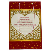 Valentijnsdag met rood Initiaal en gouden hart Medium Cadeauzakje (Achterkant)