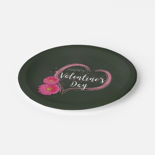 Valentijnsdag met roze hartbloemen - Bord papier (Gekanteld)