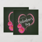 Valentijnsdag met roze hartbloemen - kaart (Voorkant / Achterkant)