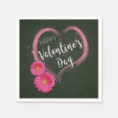 Valentijnsdag met roze hartbloemen - Papier servet (Voorkant)