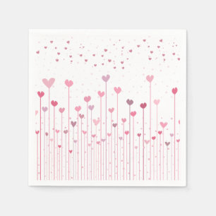 Valentijnsdag met roze harten   Napkin Servet