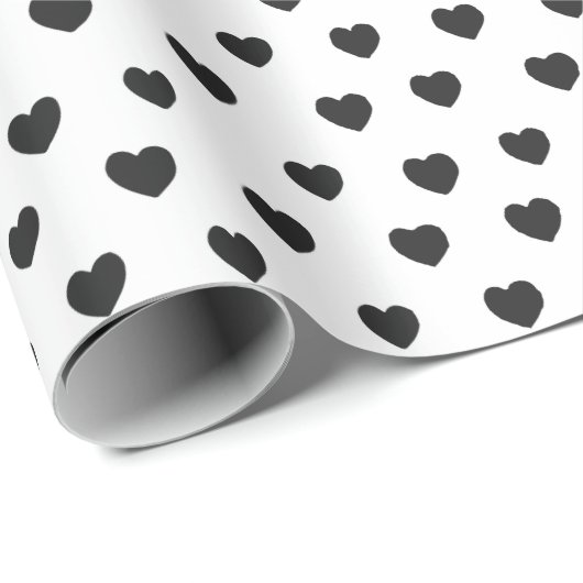 Valentijnsdag met zwarte en witte harten cadeaupapier (Rol Hoek)