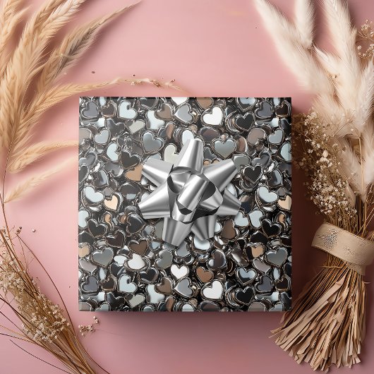 Valentijnsdag Metal Hearts Cadeaupapier