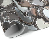 Valentijnsdag Metal Hearts Cadeaupapier (Rol Hoek)