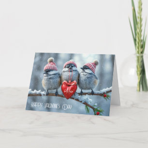 Valentijnsdag Mezen Met Rode Hart Feestdagen Kaart