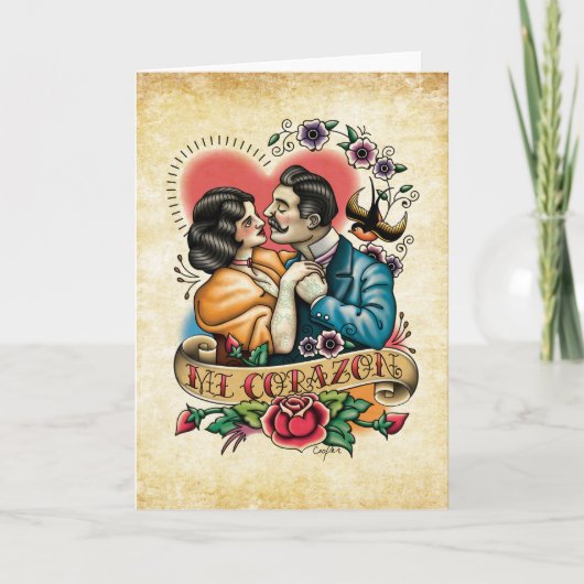 Valentijnsdag "Mi Corazon"/Romaanse Kaart (Voorkant)