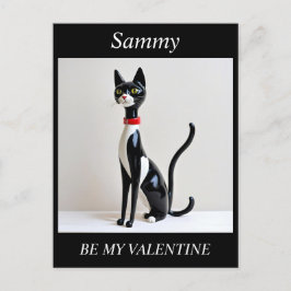 VALENTIJNSDAG Mid Century Cat, bewerkbaar Briefkaa Feestdagenkaart
