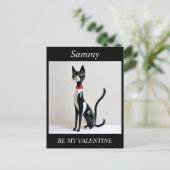 VALENTIJNSDAG Mid Century Cat, bewerkbaar Briefkaa Feestdagenkaart (Staand voorkant)