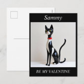 VALENTIJNSDAG Mid Century Cat, bewerkbaar Briefkaa Feestdagenkaart (Voorkant / Achterkant)