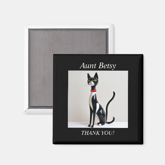 VALENTIJNSDAG Mid Century Cat, bewerkbaar Magneet (Voorkant / Achterkant)