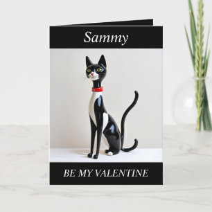 VALENTIJNSDAG Midden Eeuwse Kat, bewerkbare kaart