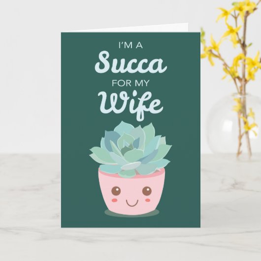 Valentijnsdag Mijn vrouw met Kawaii Succulent Kaart (Gele Bloem)