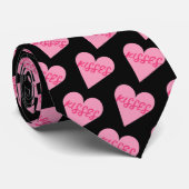 Valentijnsdag Minamilist Pink Kisses Snoep Heart Stropdas (Opgerold)