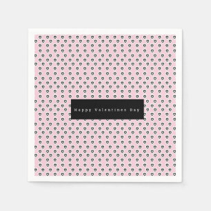 Valentijnsdag Mini Harten Patroon Roze Zwart Servet