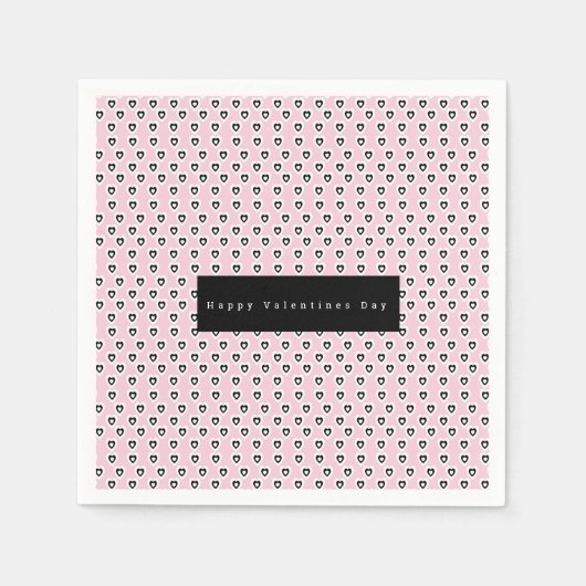 Valentijnsdag Mini Harten Patroon Roze Zwart Servet (Voorkant)