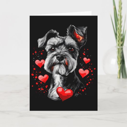 Valentijnsdag Miniatuur Schnauzer Kaart (Voorkant)