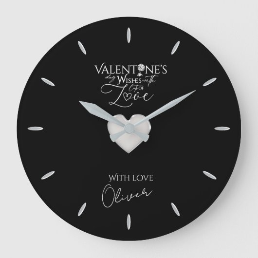 Valentijnsdag Minimalistische Lettering Grote Klok (Voorkant)